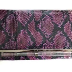 White House Black Market Purple Python Clutch With Shoulder Chain